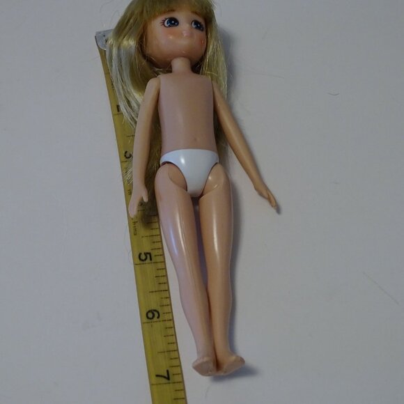 Arklu Lottie Doll Long Blonde Hair with Pink Shirt and Striped Footed Tights 7" - Picture 7 of 10